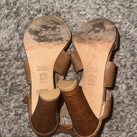 Stuart Weizmann camel leather sandals with belted ankle strap size 40.5 - Picture 4 of 8